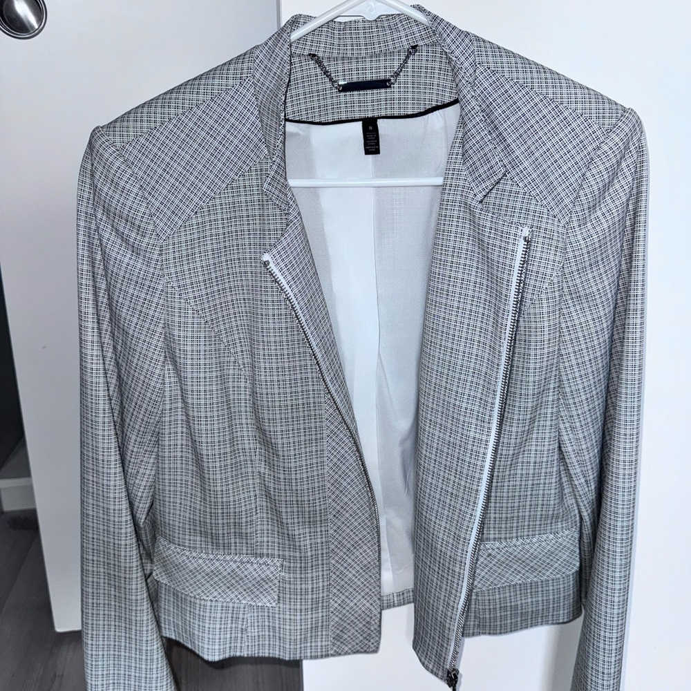 White House Black Market Gray Checkered Blazer